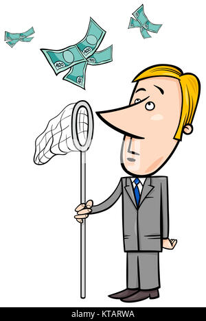 Imprenditore la cattura di denaro con net Foto Stock