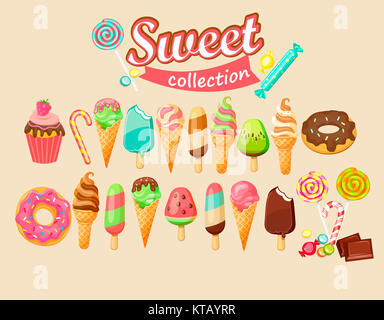 Sweet Food icona Collezione. Foto Stock