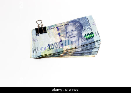 Rand sudafricani isolati su sfondo bianco Foto Stock