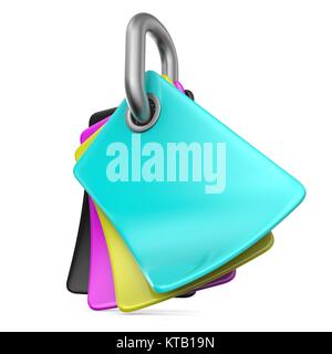 CMYK tavolozza dei colori sulla maglia di catena 3D Foto Stock