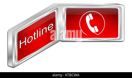 Rosso pulsante Hotline - 3D illustrazione Foto Stock