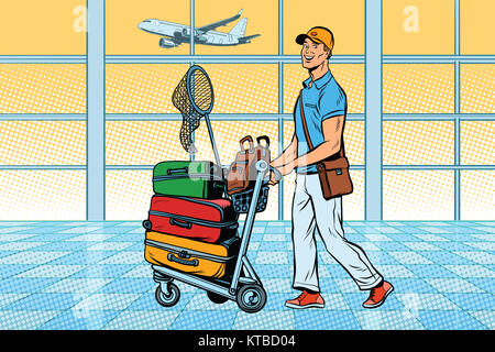 Viaggiatore, turistico con i bagagli in aeroporto Foto Stock