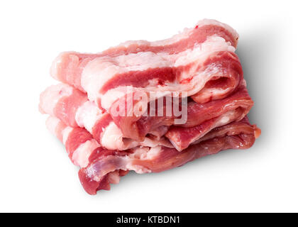 Bacon strisce disposte in strati vista superiore Foto Stock