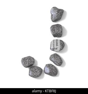 Font fatte di pietre lettera J 3D Foto Stock