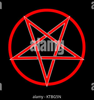 Pentagram su nero Foto Stock