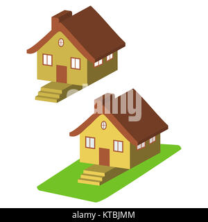 Colorato 3d casa icone cartoon vettore isolato Foto Stock
