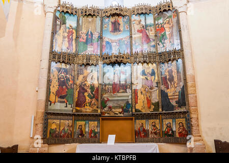 Retablo Mayor de la Iglesia de la vera Cruz. Segovia. Castilla León. España. Foto Stock