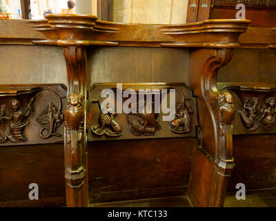 Misericords, Chiesa della Santa Trinità, Stratford-upon-Avon Foto Stock