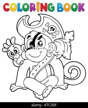 Libro da colorare pirate monkey immagine 1 Foto Stock