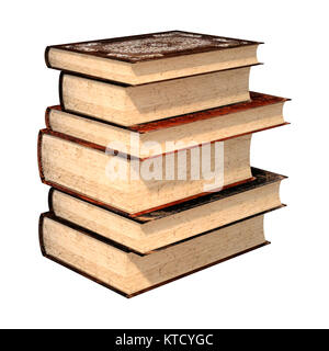 3D Rendering vecchi libri su bianco Foto Stock