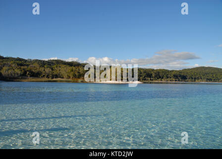 L'acqua chiara nel Lago McKenzie su Fraser Island, in Australia Foto Stock