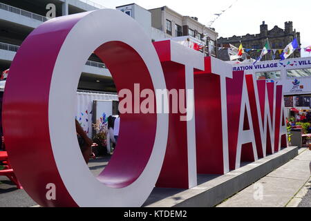 Un gigante di segno di Ottawa' ispirazione al villaggio di Byward Market, Ottawa, Ontario, Canada Foto Stock