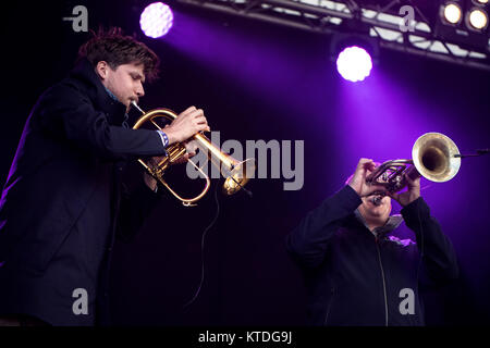 La rass austriaco Federspiel ensemble esegue un concerto dal vivo in corrispondenza delle isole Faeroeer festival di musica G! Festival 2016. Isole Faerøer, 16/07 2016. Foto Stock