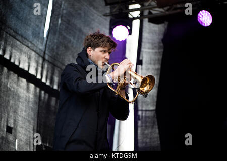 La rass austriaco Federspiel ensemble esegue un concerto dal vivo in corrispondenza delle isole Faeroeer festival di musica G! Festival 2016. Isole Faerøer, 16/07 2016. Foto Stock