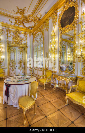 Il bianco Palazzo di Caterina, sala da pranzo, Carskoe Selo, Pushkin, Sito Patrimonio Mondiale dell'UNESCO, Russia Foto Stock