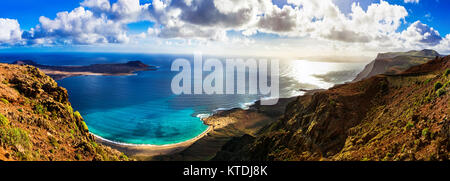 Impressionante paesaggio vulcanico dal Mirador del Rio Lanzarote Island,Spagna. Foto Stock