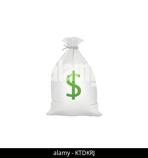 Grigio sacco di denaro con il simbolo del dollaro Illustrazione Vettoriale