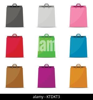 Shopping bag impostato Illustrazione Vettoriale