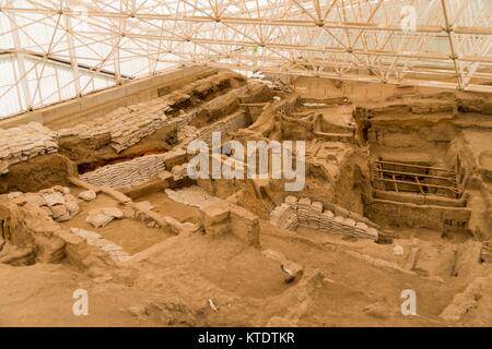 Catalhoyuk era un grosso neolitico e Calcolitico proto-città insediamento in Anatolia meridionale,quartiere di Cumra di Konya provincia . Foto Stock