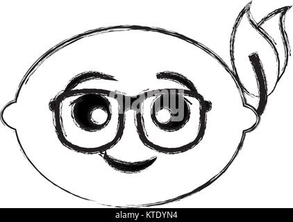 Kawaii limone con occhiali Illustrazione Vettoriale