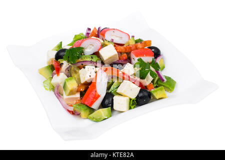 Insalata di verdure con avocado, surimi e feto. Foto Studio Foto Stock