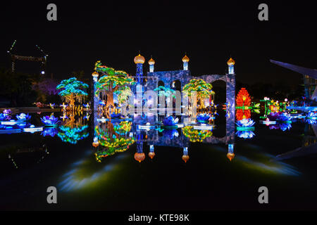 Una vista notturna di Dubai, UAE giardino glow,che si basa su vari LED luce tema decorazione, A deve visitare spot per il turista. Foto Stock