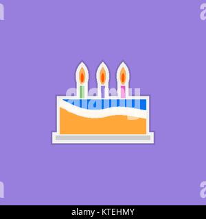 Dolci semplici torta con candele icon illustrazione Illustrazione Vettoriale