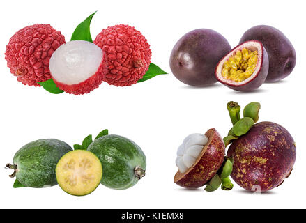 Raccolta di frutta fresca isolati su sfondo bianco Foto Stock