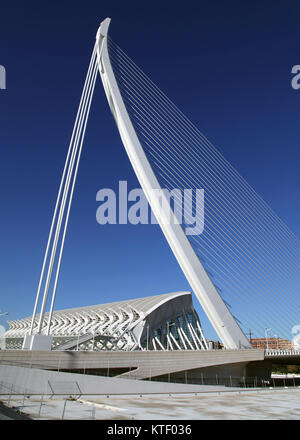 El Pont de l'Assut de l'Or (2008) alla Ciudad de las Artes y las Ciencias.La Città delle Arti e delle Scienze di Valencia Spagna.da Santiago Calatrava Foto Stock