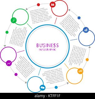Abstract infographics Business. Timeline con i passi, cerchi, r Illustrazione Vettoriale