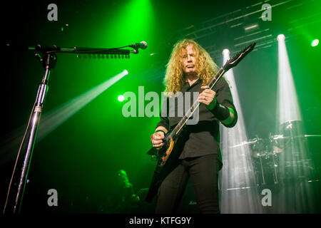 Norvegia, Oslo - Agosto 1, 2017. La American thrash metal band Megadeth esegue un concerto dal vivo a Sentrum scena in Oslo. Qui il chitarrista e cantante Dave Mustaine è visto dal vivo sul palco. Foto Stock