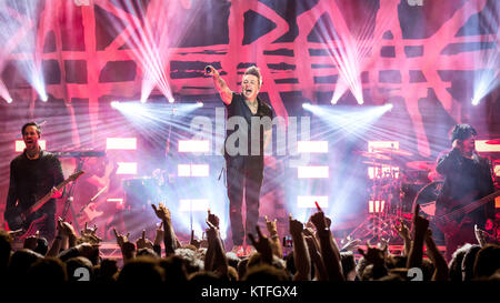 Norvegia - Oslo Ottobre 23, 2017. Il rock americano metal band Papa Roach esegue un concerto dal vivo al Rockefeller di Oslo. Qui il cantante Jacoby Shaddix è visto dal vivo sul palco. (Photo credit: Gonzales foto - Terje Dokken). Foto Stock