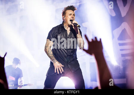 Norvegia - Oslo Ottobre 23, 2017. Il rock americano metal band Papa Roach esegue un concerto dal vivo al Rockefeller di Oslo. Qui il cantante Jacoby Shaddix è visto dal vivo sul palco. (Photo credit: Gonzales foto - Terje Dokken). Foto Stock