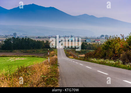 Lungo la strada, furano, Hokkaido, Giappone Foto Stock