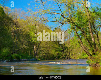 Ohio e Canale Erie Alzaia, serratura profonda zona estrattiva, Cuyahoga Valley National Park, Brecksville, Ohio, Stati Uniti d'America Foto Stock