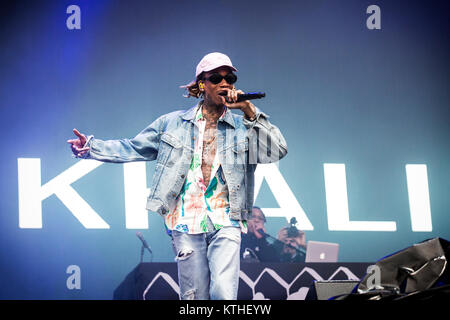 Il rapper americano e paroliere Wiz Khalifa esegue un concerto dal vivo presso la musica svedese festival Festival Bråvalla 2016. La Svezia, 02/07 2016. Foto Stock