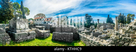 Panorama delle antiche rovine di Salona vicino a Citta di Spalato, famoso provincia romana fin dai tempi antichi. Foto Stock