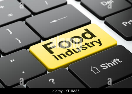 Realizzati concetto: industria alimentare sulla tastiera del computer sullo sfondo Foto Stock