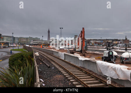 24/12/2017 Stazione Nord di Blackpool è stato ricostruito come parte delle opere di elettrificazione nel corso di un mese 4 blocco. Il contraente principale è Murphy Foto Stock