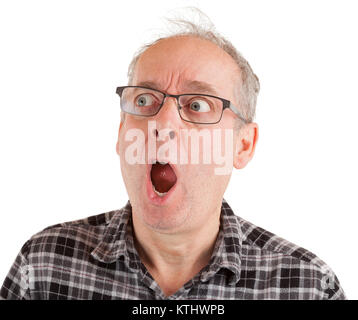 L uomo è sconvolto di qualcosa Foto Stock