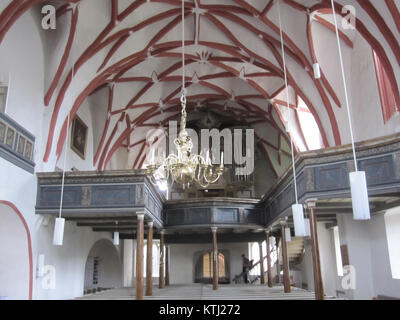 La chiesa di San Nicola a Bad Freienwalde offre una vista conosciuta come "Westblick", una prospettiva notevole della chiesa e dell'area circostante, in Germania. Foto Stock