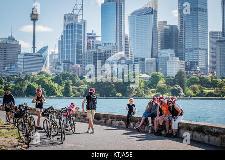 I ciclisti a Sydney Foto Stock