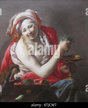 Bacchante con un Ape da Hendrick Ter Brugghen, Getty Center Foto Stock