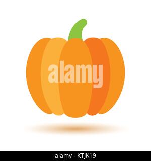 Colorato icona di zucca con ombra. Gourd stile piatto illustrazione vettoriale isolato su bianco. Squash vicino fino segno. Logo a colori, web, una infografica, stampa Illustrazione Vettoriale