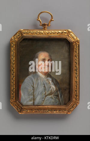 Un ritratto di Benjamin Franklin, uno dei Padri fondatori degli Stati Uniti, dalla collezione al Metropolitan Museum of Art (DP375103), che mette in evidenza i suoi contributi alla storia americana. Foto Stock
