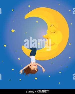 Illustrazione di appendere sulla luna Illustrazione Vettoriale