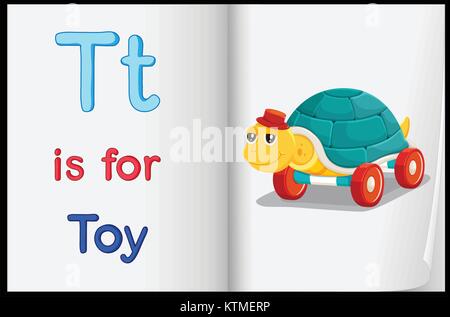 Foglio di lavoro di insegnamento di una lettera e la parola con foto Illustrazione Vettoriale