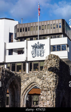 Architettura Brutalist: Edificio esterno del Salters Hall, 4 Fore Street, dall'architetto Sir Basil Spence, City of London Foto Stock