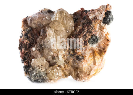 Minerali Cerussite su sfondo bianco. Foto Stock
