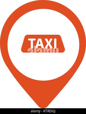 Taxi, cabina logo vettoriale, design. Noleggio auto a badge, emblema di app. Punto Taxi icona grafica Illustrazione Vettoriale